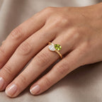 Royal Bali Collection - D'Joy Peridot & Moissanite Toi-et-Moi Ring in 18K Vermeil Yellow Gold Plated Sterling Silver_8574117_1