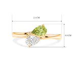 Royal Bali Collection - D'Joy Peridot & Moissanite Toi-et-Moi Ring in 18K Vermeil Yellow Gold Plated Sterling Silver_8574123_6