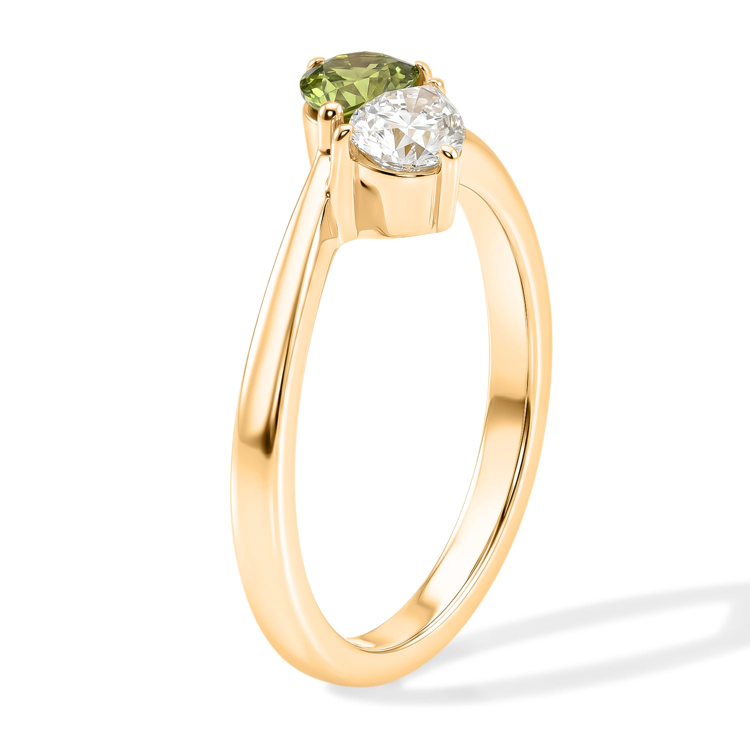 Royal Bali Collection - D'Joy Peridot &amp; Moissanite Toi-et-Moi Ring in 18K Vermeil Yellow Gold Plated Sterling Silver 8574124 5