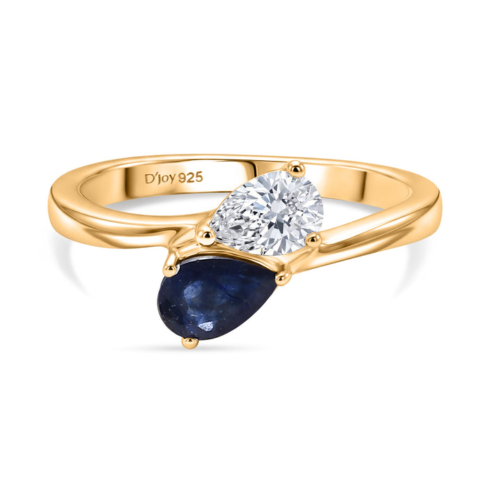 D'Joy Masoala Sapphire &amp; Moissanite Toi-et-Moi Ring in 18K Vermeil Yellow Gold Plated Sterling Silver 1.00 Ct. 8574159 1