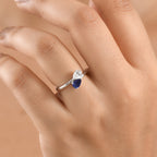 D'Joy - Masoala Sapphire & Moissanite Toi-et-Moi Ring in Rhodium Overlay Sterling Silver 1.00 Ct._8574175_1