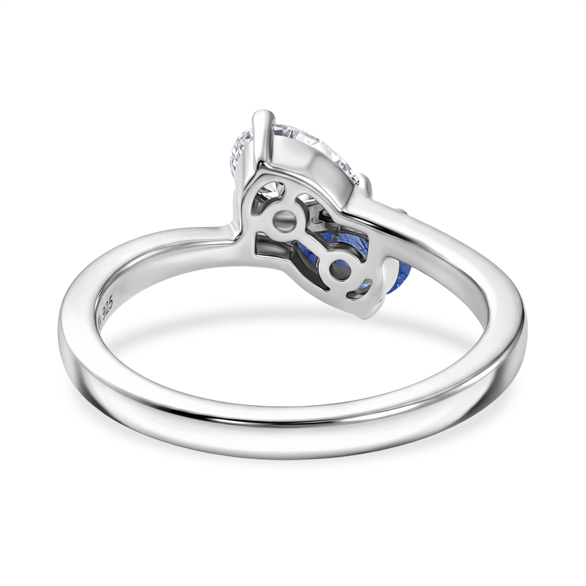 D'Joy - Masoala Sapphire &amp; Moissanite Toi-et-Moi Ring in Rhodium Overlay Sterling Silver 1.00 Ct. 8574175 5