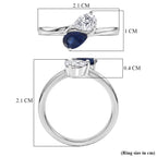 D'Joy - Masoala Sapphire & Moissanite Toi-et-Moi Ring in Rhodium Overlay Sterling Silver 1.00 Ct._8574175_5