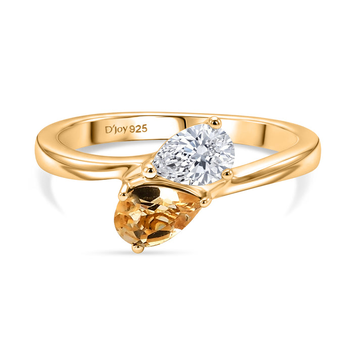 D'Joy Citrine &amp; Moissanite Toi-et-Moi Ring in 18K Vermeil Yellow Gold Plated Sterling Silver 8574203 1