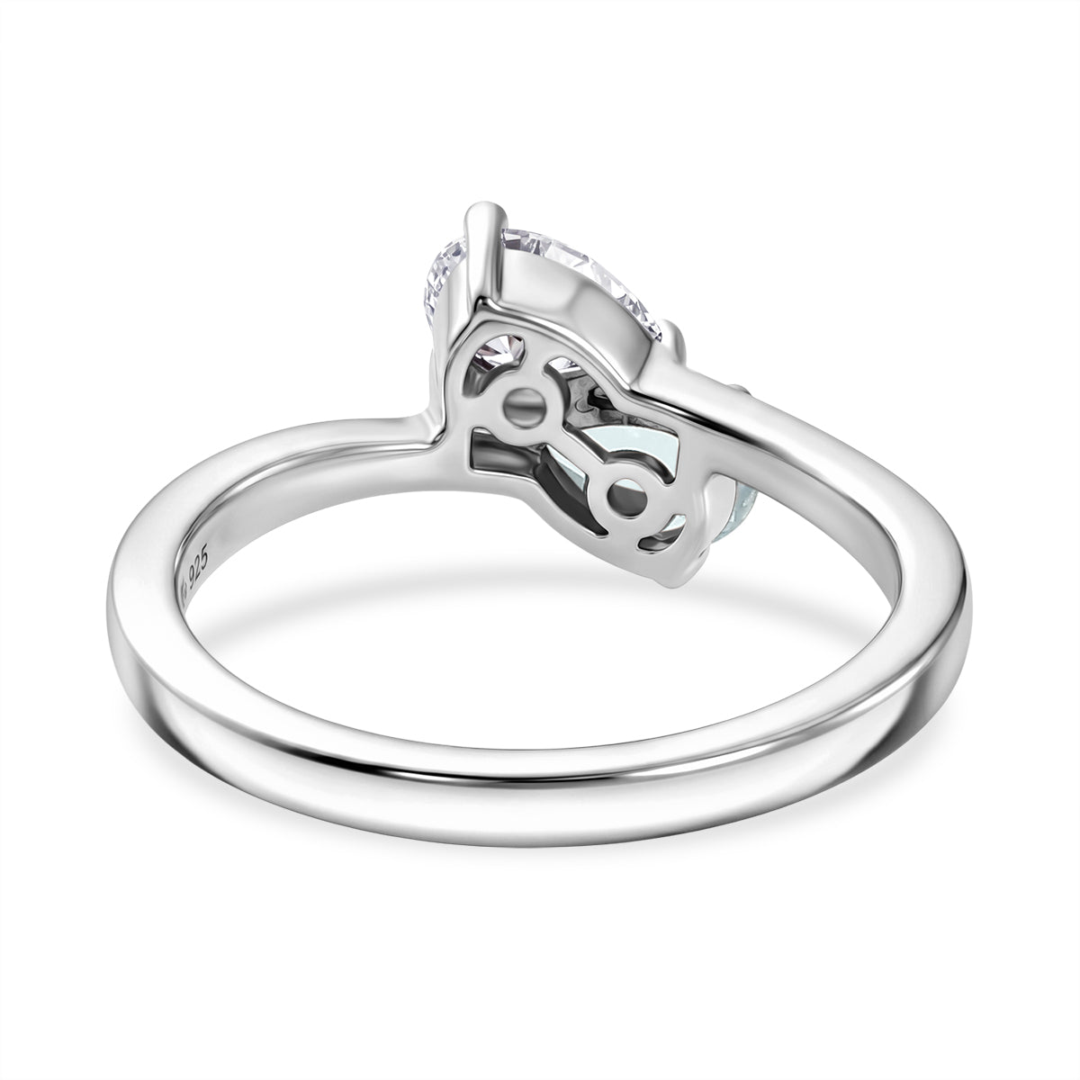 D'Joy - Skyblue Topaz &amp; Moissanite Toi-et-Moi Ring in Rhodium Overlay Sterling Silver 8574244 5