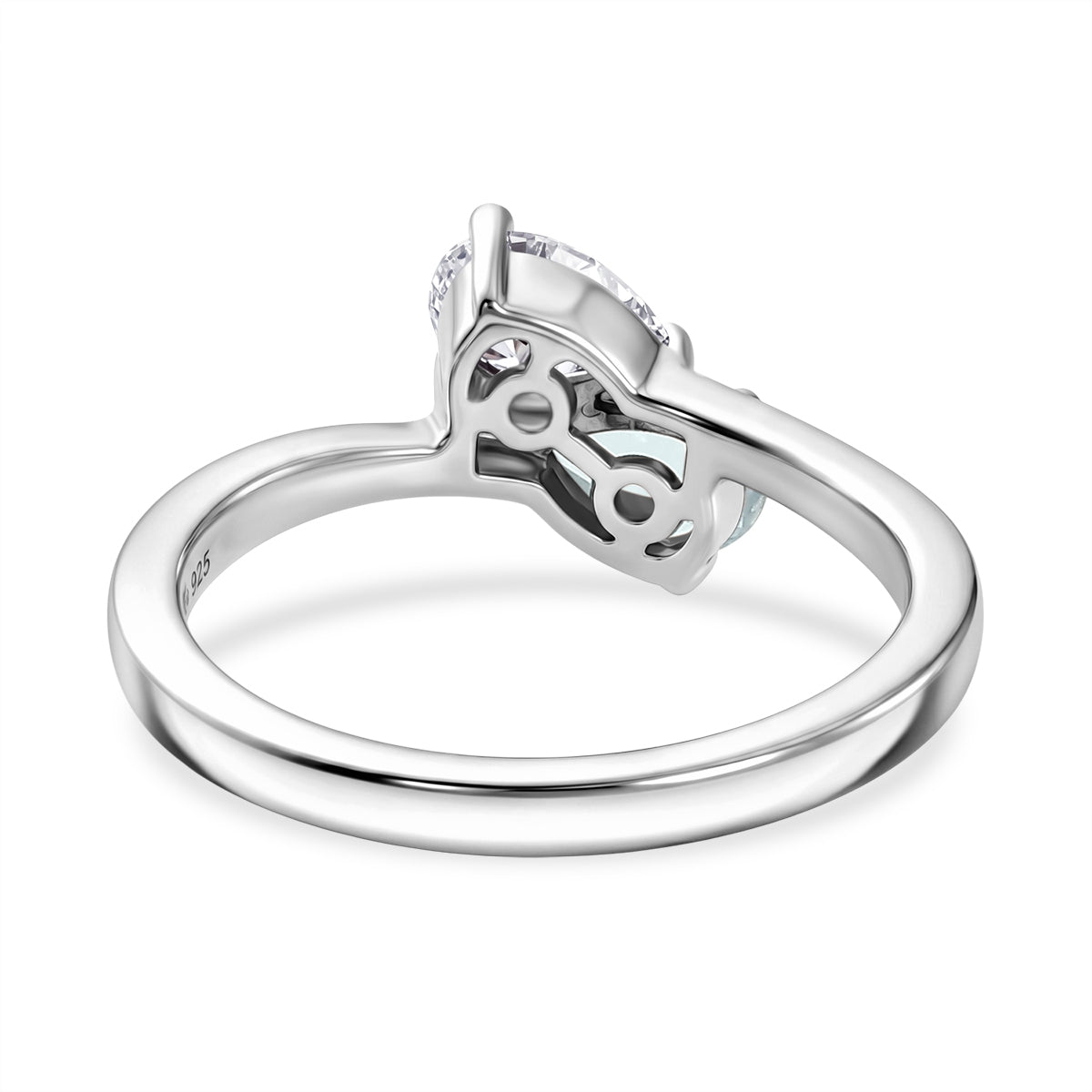 D'Joy - Skyblue Topaz &amp; Moissanite Toi-et-Moi Ring in Rhodium Overlay Sterling Silver 8574245 4