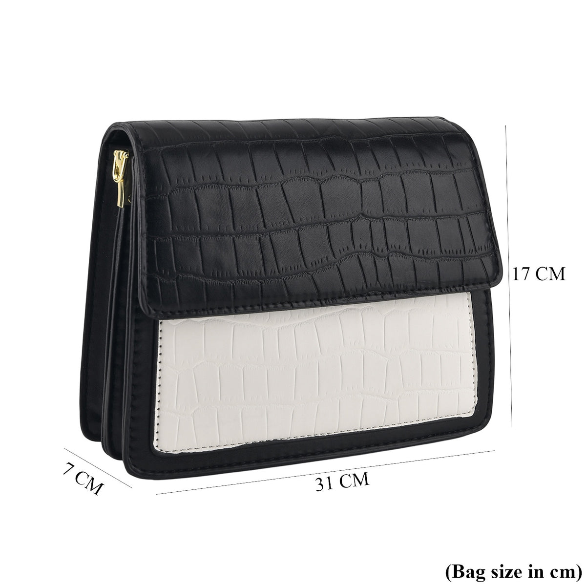 Designer Inspired - Colourblocked Crossbody Bag with Chunky Chain Top Handle &amp; Detachable Shoulder Strap - Black &amp; White V32638172 6