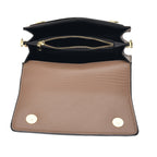 Designer Inspired - Colourblocked Crossbody Bag with Chunky Chain Top Handle & Detachable Shoulder Strap - Pink & White_8574393_4