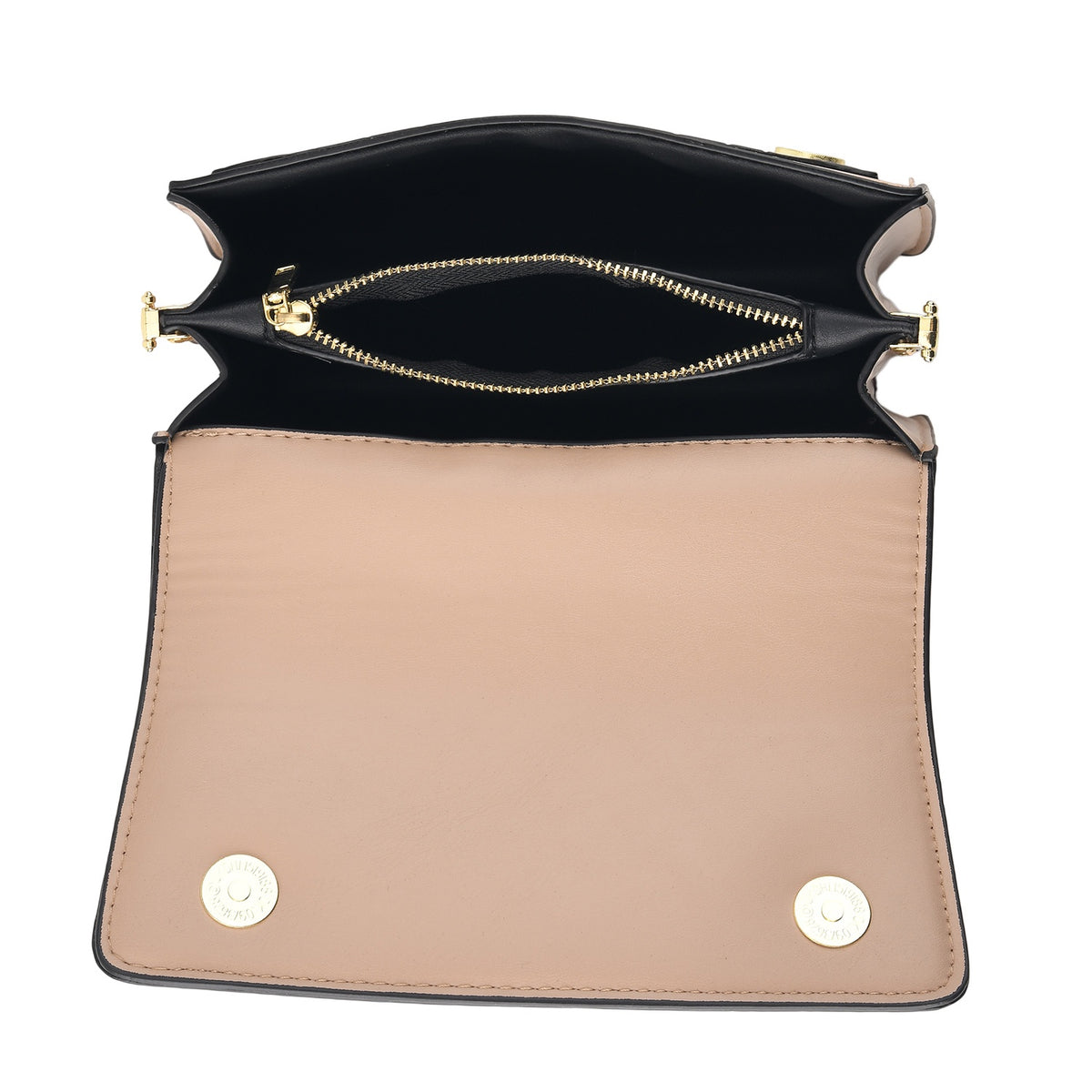 Designer Inspired - Colourblocked Crossbody Bag with Chunky Chain Top Handle &amp; Detachable Shoulder Strap - Orange White &amp; Brown V32636196 5
