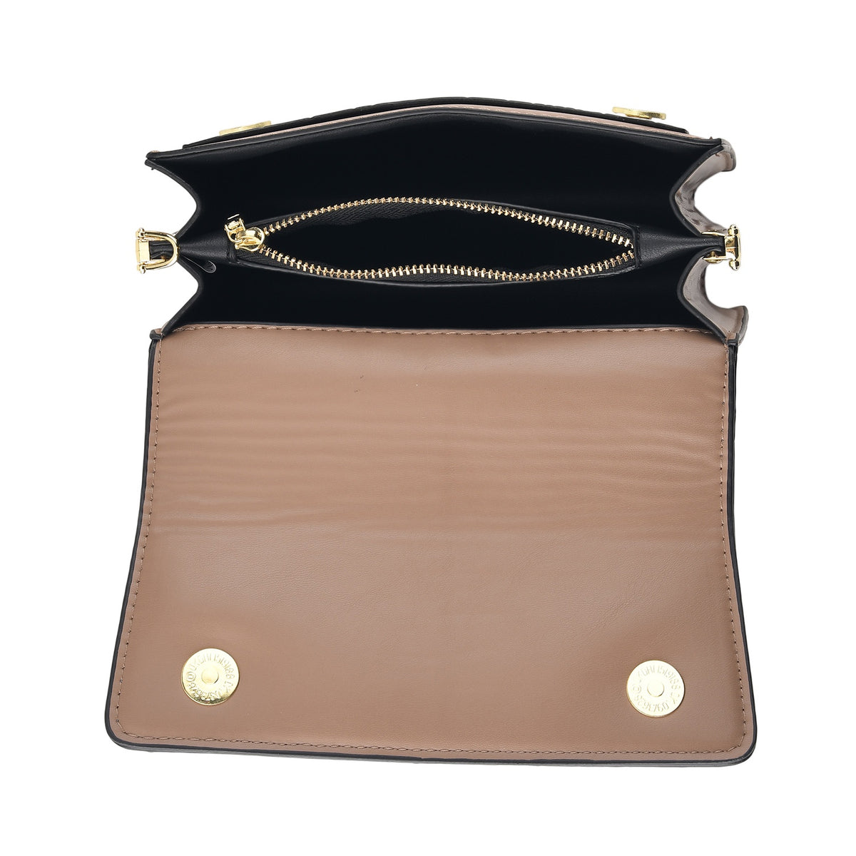 Designer Inspired - Colourblocked Crossbody Bag with Chunky Chain Top Handle &amp; Detachable Shoulder Strap - Dusty Blue, White &amp; Brown V32638503 5