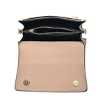 Designer Inspired - Colourblocked Crossbody Bag with Chunky Chain Top Handle & Detachable Shoulder Strap - Yellow, White & Brown_8574416_4