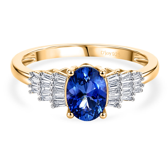 D'Joy Premium Natural Turkizite &amp; Natural White Diamond Ring in 18K Vermeil Yellow Gold Plated Sterling Silver 1.20 Ct. 8607631 1