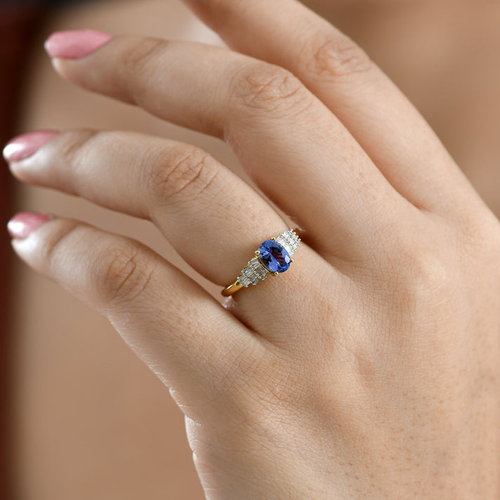 D'Joy Premium Natural Turkizite &amp; Natural White Diamond Ring in 18K Vermeil Yellow Gold Plated Sterling Silver 1.20 Ct. 8607631 2