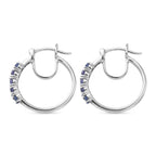 D'Joy - Tanzanite Hoop Earring with Clasp in Rhodium Overlay Sterling Silver 2.00 Ct._8574435_3