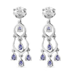 D'Joy - Tanzanite Dangling Earring with Push Back in Rhodium Overlay Sterling Silver 2.04 Ct._8574437_4