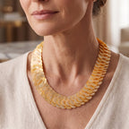 Golden Mother Of Pearl Stone Necklace  0.010  Ct._8574439_1