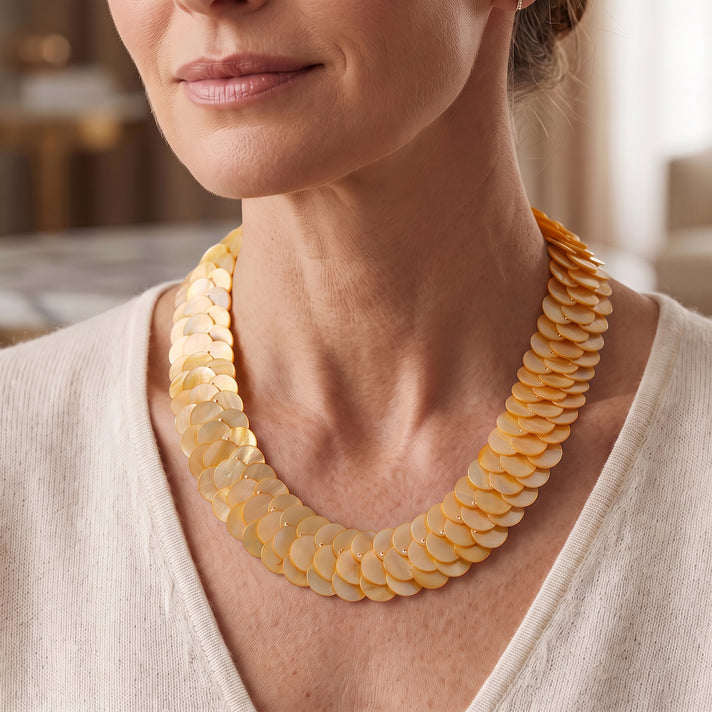 Tucson Buy- Golden South Sea  Mother Of Pearl Necklace (Size - 20) with T-Bar Clasp 8574439 2