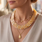 Golden Mother Of Pearl Stone Necklace  0.010  Ct._8574439_2