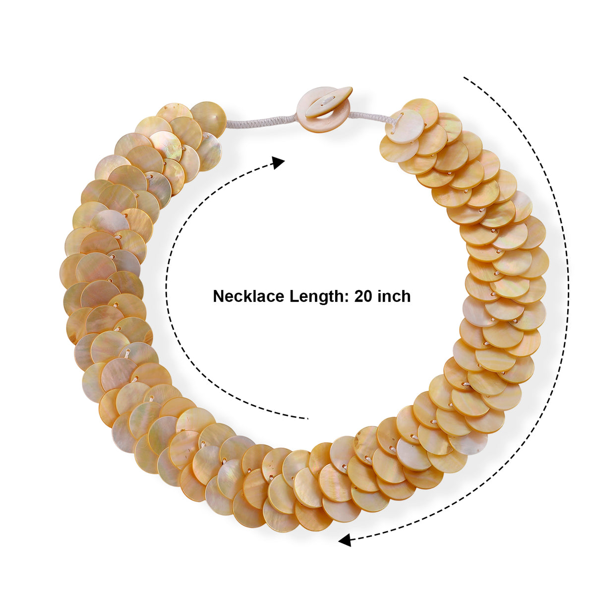 Tucson Buy- Golden South Sea  Mother Of Pearl Necklace (Size - 20) with T-Bar Clasp 8574439 6