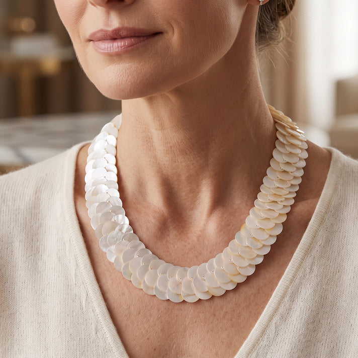 Tucson Buy- White South Sea  Mother Of Pearl Necklace (Size - 20) with T-Bar Clasp 8574441 2