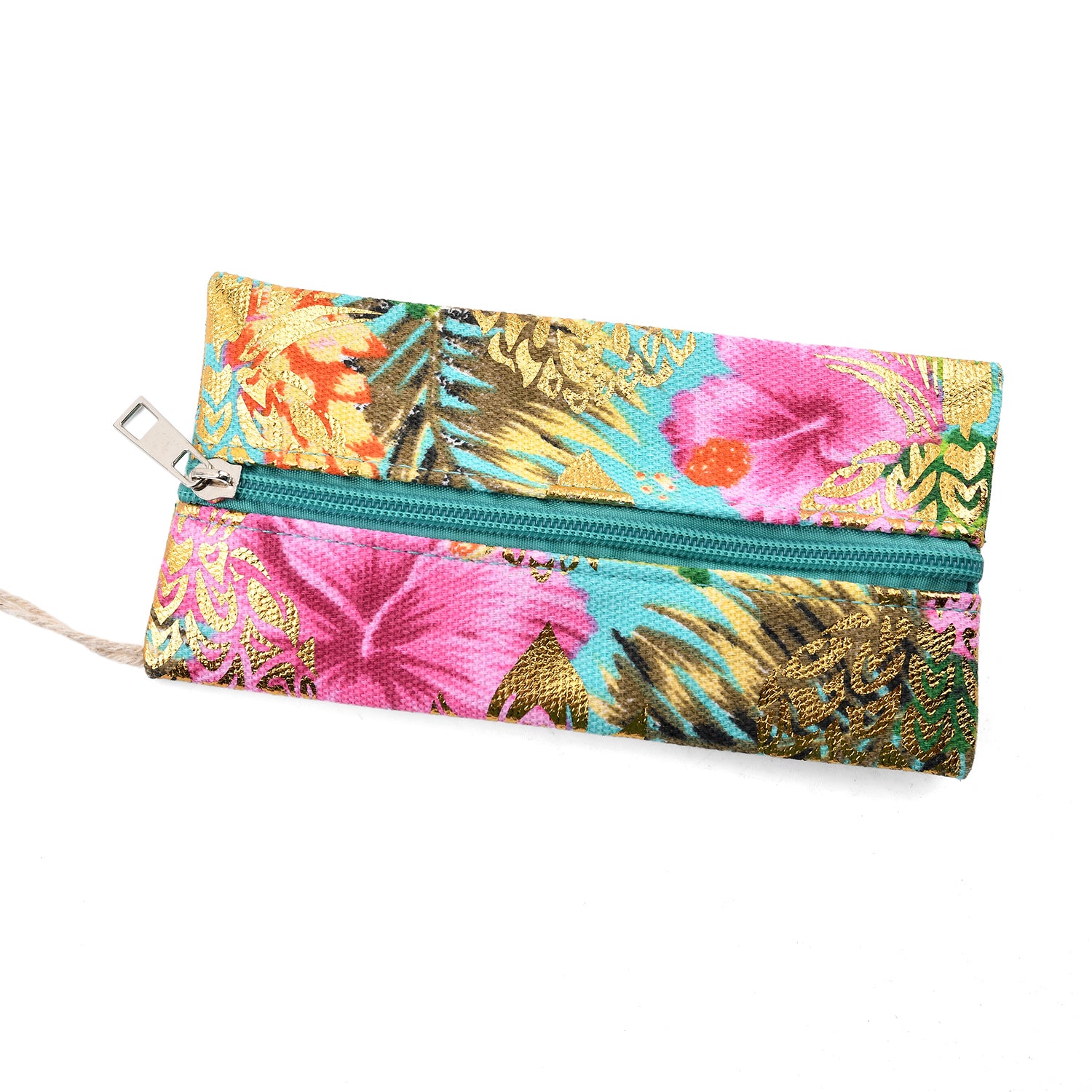 Set of 2 Bahamas Printed Tote Bag with Matching Coin Pouch - Green &amp; Pink 8574463 8