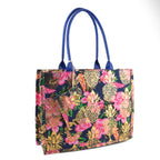 Set of 2 Bahamas Pink Flower Printed Tote Bag with Matching Coin Pouch - Navy_8574464_6