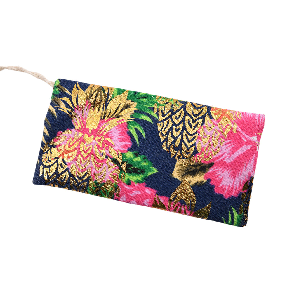 Set of 2 Bahamas Pink Flower Printed Tote Bag with Matching Coin Pouch - Navy_8574464_7