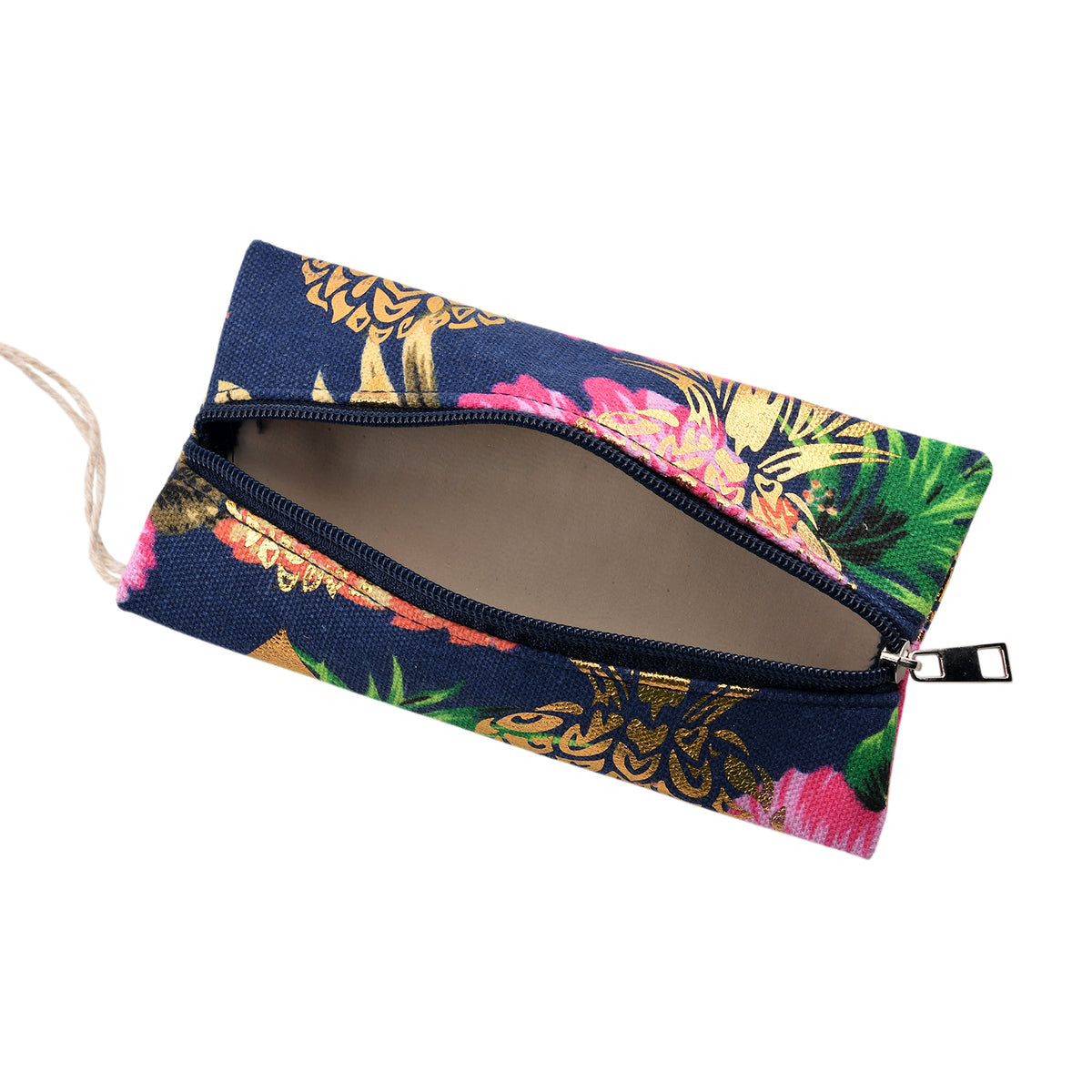 Set of 2 Bahamas Pink Flower Printed Tote Bag with Matching Coin Pouch - Navy V32514471 9