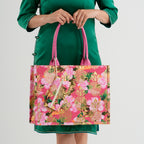 Set of 2 Bahamas Pink Flower Printed Tote Bag with Matching Coin Pouch - Red_8574465_3