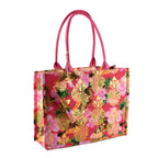 Set of 2 Bahamas Pink Flower Printed Tote Bag with Matching Coin Pouch - Red_8574465_6