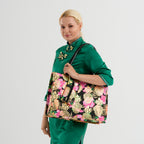 Set of 2 Bahamas Pink Flower Printed Tote Bag with Matching Coin Pouch - Black_8574466_2