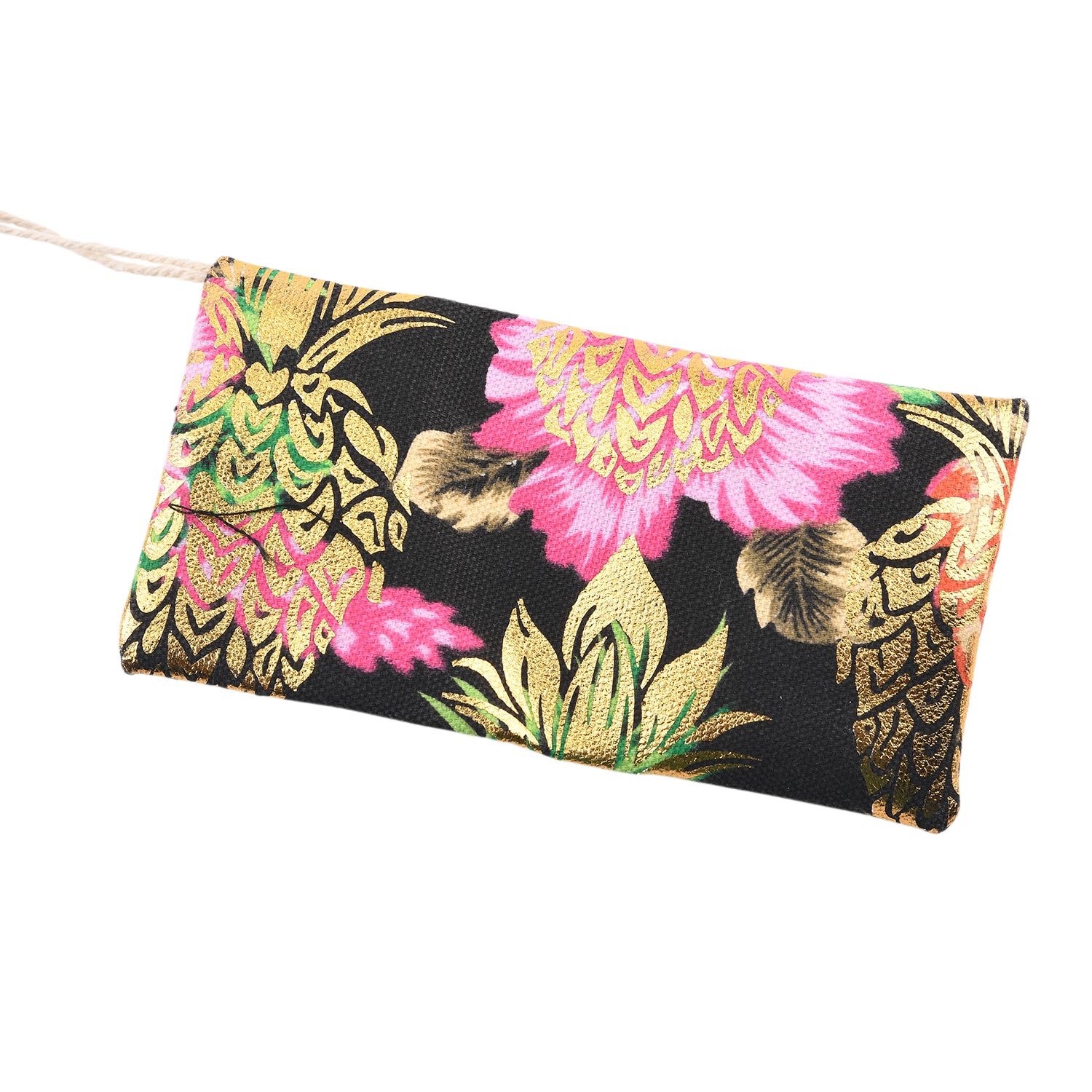 Set of 2 Bahamas Pink Flower Printed Tote Bag with Matching Coin Pouch - Black V32513181 7