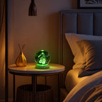 3D Laser-Engraved Crystal Ball LED Night Light - Christmas Snowmen with Santa's Sleigh, Moon, & Pine Tree (8cm)_8574481_1