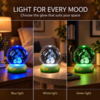 3D Laser-Engraved Crystal Ball LED Night Light - Christmas Snowmen with Santa's Sleigh, Moon, & Pine Tree (8cm)_8574481_4