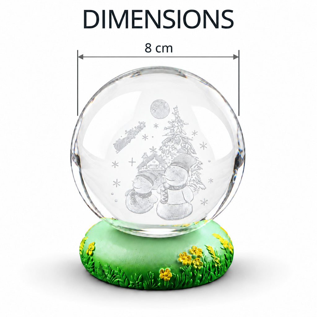 3D Laser-Engraved Crystal Ball LED Night Light - Christmas Snowmen with Santa's Sleigh, Moon, & Pine Tree (8cm)_8574481_5