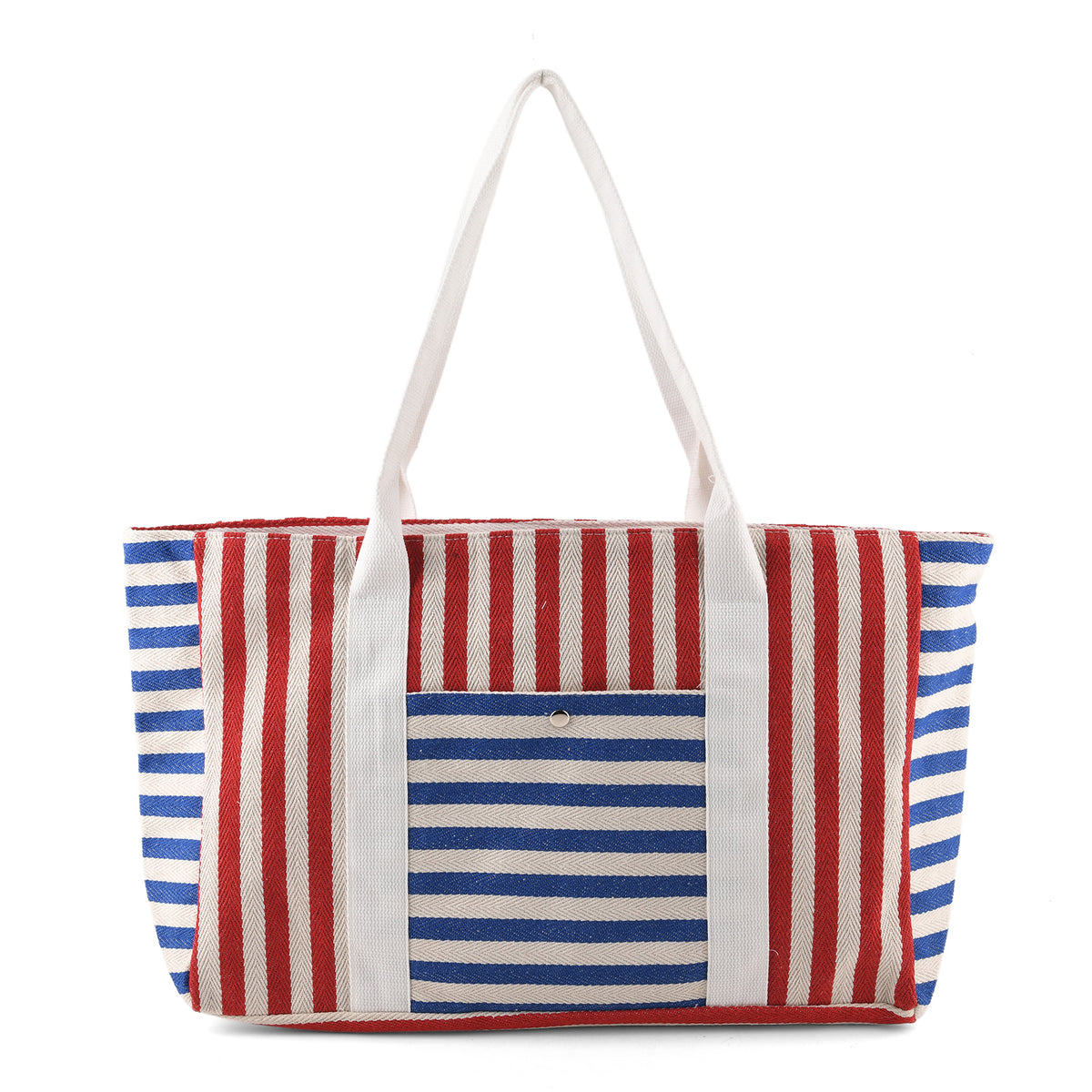 Nautical Striped Large Beach Tote Bag - Blue Red V32521080 0