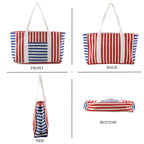 Nautical Striped Large Beach Tote Bag - Blue Red_8574499_4