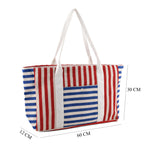 Nautical Striped Large Beach Tote Bag - Blue Red_8574499_7