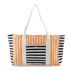 Nautical Striped Large Beach Tote Bag - Navy & Yellow_8574501