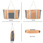 Nautical Striped Large Beach Tote Bag - Navy & Yellow_8574501_4