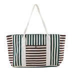 Nautical Striped Large Beach Tote Bag - Green Coffee_8574502