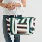 Nautical Striped Large Beach Tote Bag - Green Coffee_8574502_3