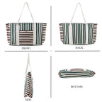 Nautical Striped Large Beach Tote Bag - Green Coffee_8574502_4