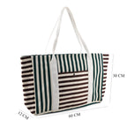 Nautical Striped Large Beach Tote Bag - Green Coffee_8574502_7