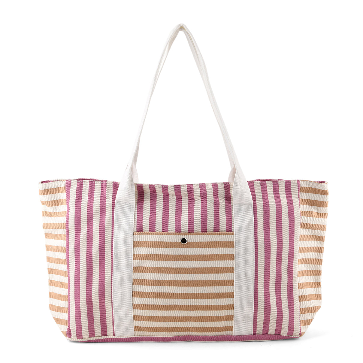 Nautical Striped Large Beach Tote Bag - Grey Red V32519681 0
