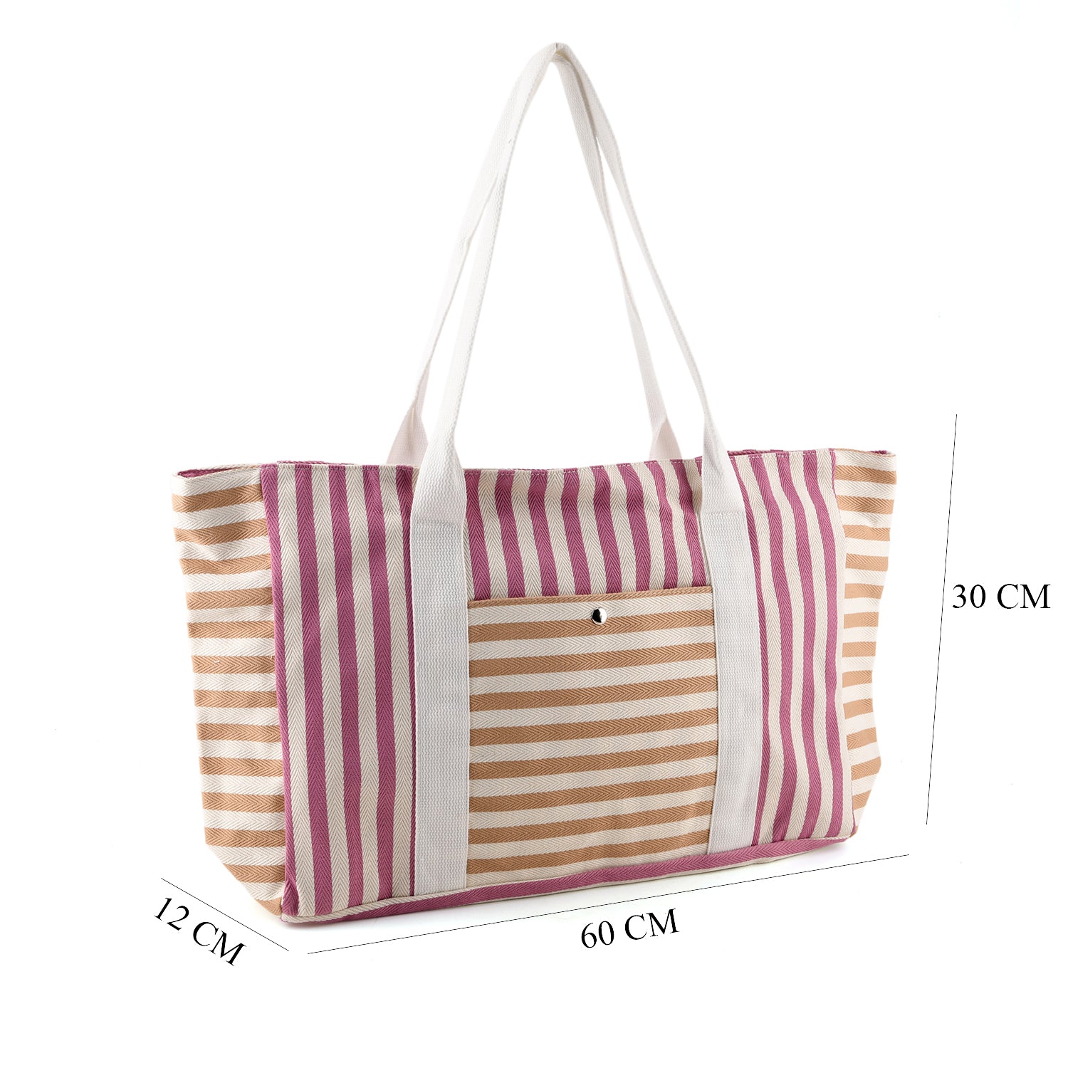 Nautical Striped Large Beach Tote Bag - Grey Red V32519681 7