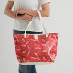 Set of 2 Printed Tote Bag with Matching Pouch - Red_8574511_3