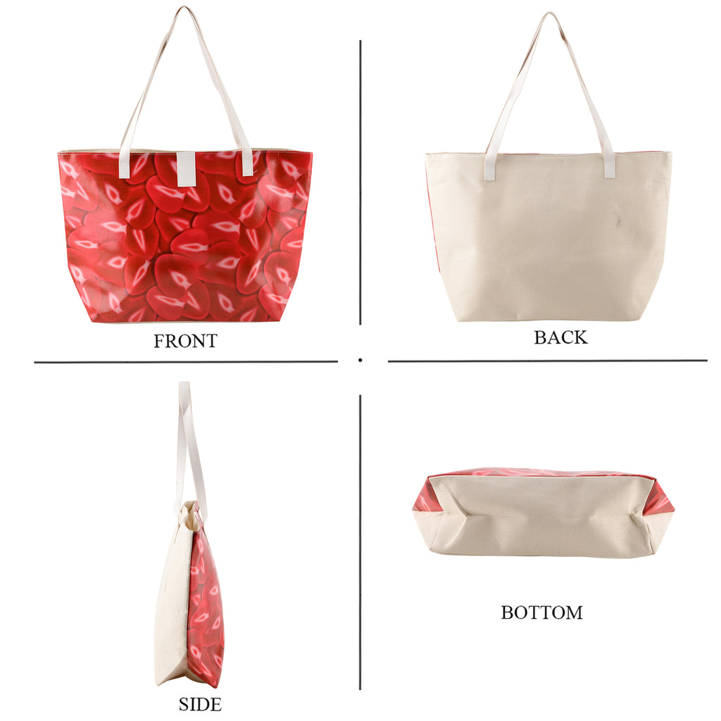 Set of 2 Printed Tote Bag with Matching Pouch - Red_8574511_4