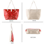 Set of 2 Printed Tote Bag with Matching Pouch - Red_8574511_4