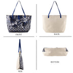 Set of 2 Tropical Print Tote Bag with Matching Pouch - Blue_8574512_4